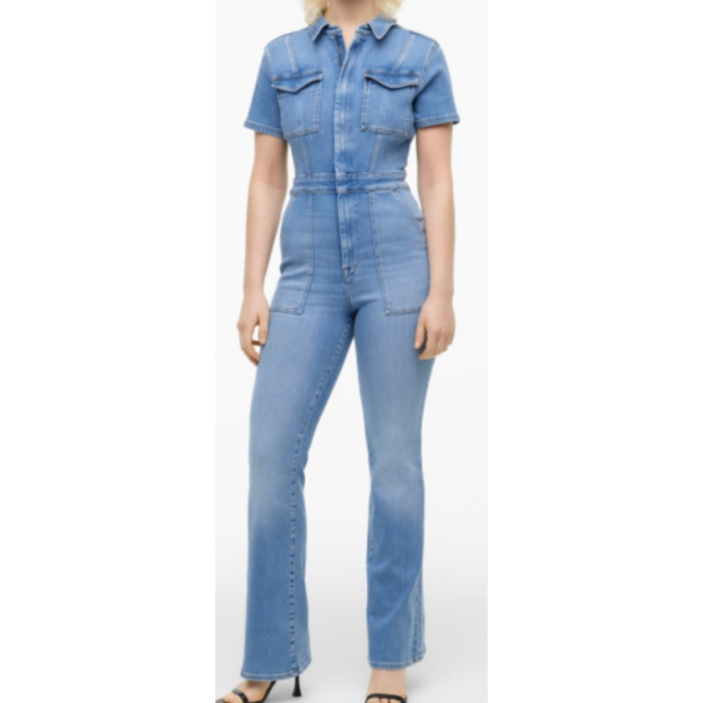 Zara X Good American Fit For Success Denim Jumpsuit
